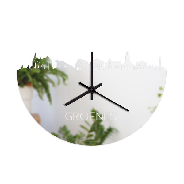 Skyline Klok Groenlo Spiegel gerecycled kunststof cadeau decoratie relatiegeschenk van WoodWideCities