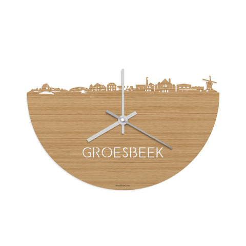 Skyline Klok Groesbeek Bamboe houten cadeau decoratie relatiegeschenk van WoodWideCities