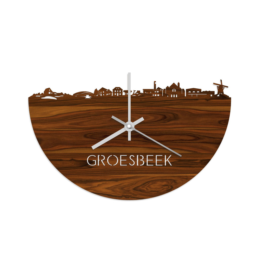 Skyline Klok Groesbeek Palissander houten cadeau decoratie relatiegeschenk van WoodWideCities