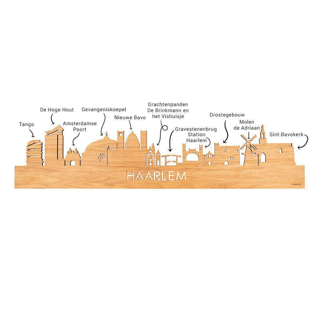 Skyline Klok Haarlem Bamboe houten cadeau wanddecoratie relatiegeschenk van WoodWideCities