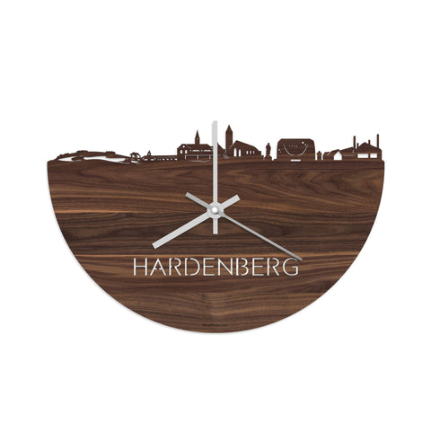 Skyline Klok Hardenberg Noten houten cadeau decoratie relatiegeschenk van WoodWideCities