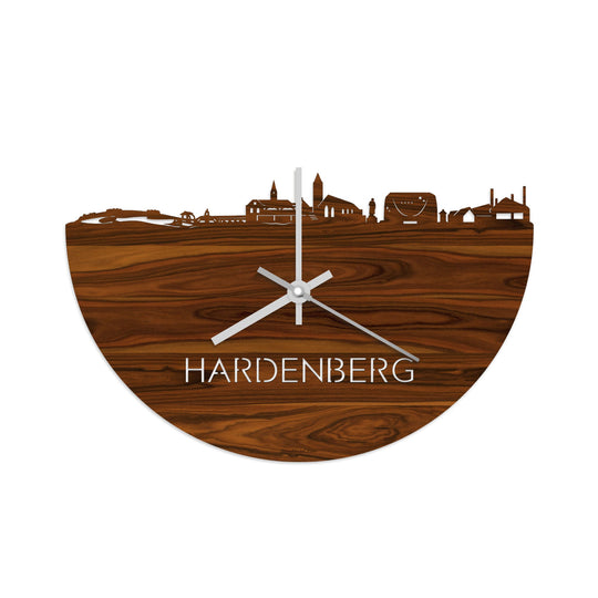 Skyline Klok Hardenberg Palissander houten cadeau decoratie relatiegeschenk van WoodWideCities