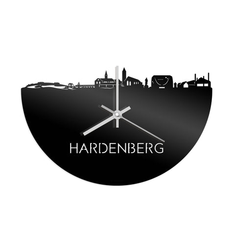 Skyline Klok Hardenberg Zwart glanzend gerecycled kunststof cadeau decoratie relatiegeschenk van WoodWideCities