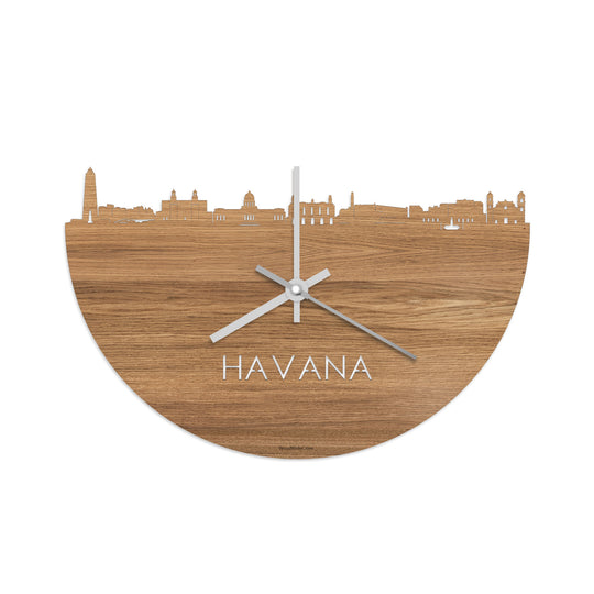 Skyline Klok Havana Eiken houten cadeau decoratie relatiegeschenk van WoodWideCities