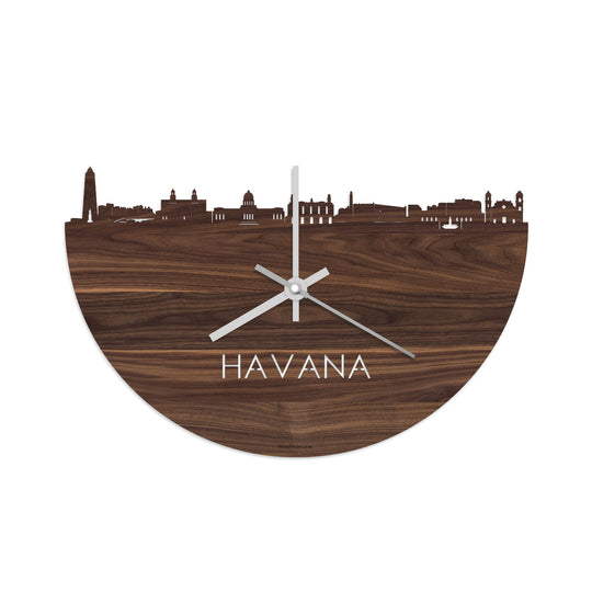 Skyline Klok Havana Noten houten cadeau decoratie relatiegeschenk van WoodWideCities