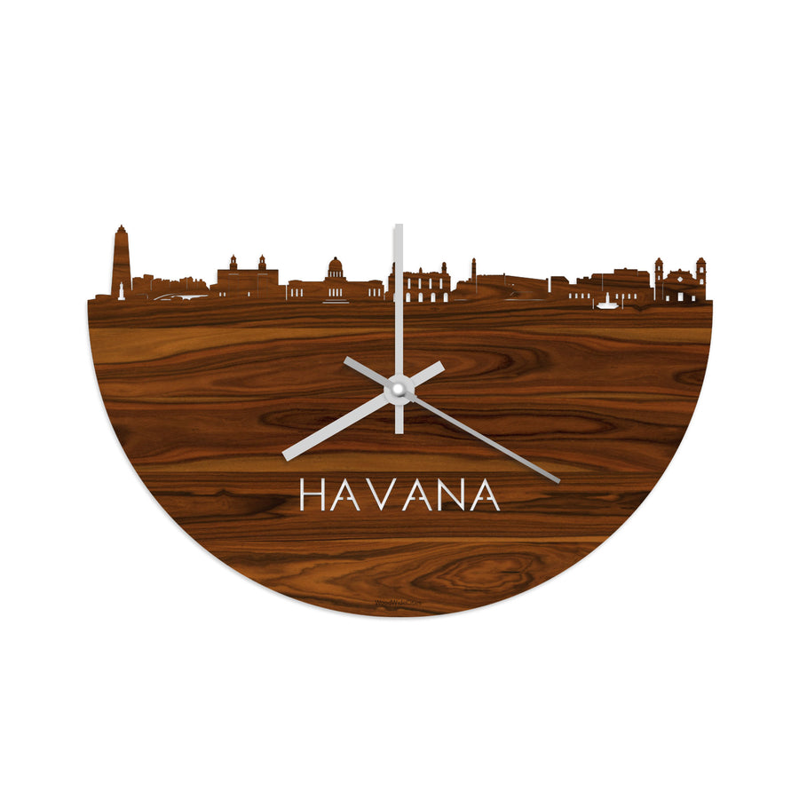 Skyline Klok Havana Palissander houten cadeau decoratie relatiegeschenk van WoodWideCities