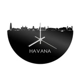 Skyline Klok Havana Zwart glanzend gerecycled kunststof cadeau decoratie relatiegeschenk van WoodWideCities