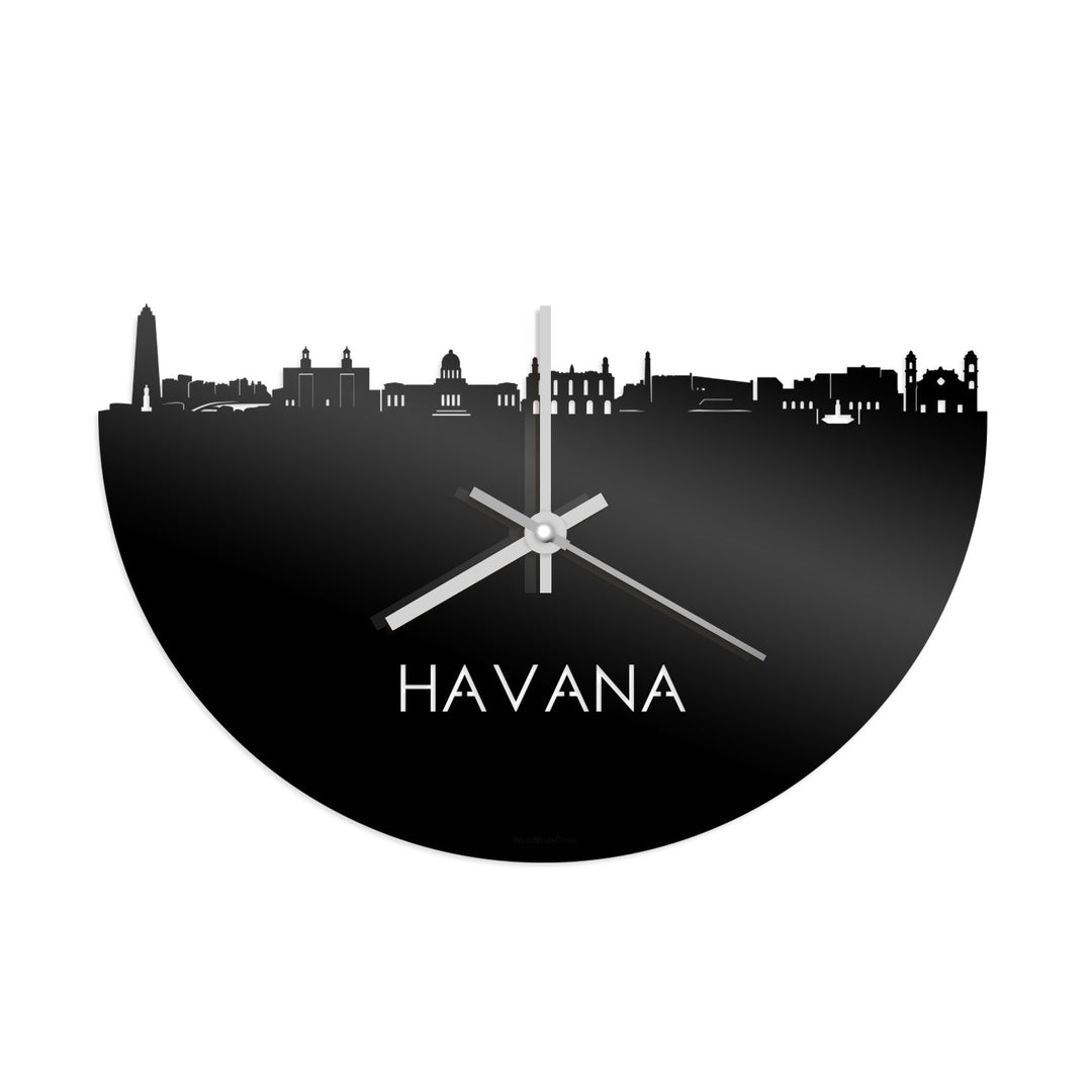 Skyline Klok Havana Zwart glanzend gerecycled kunststof cadeau decoratie relatiegeschenk van WoodWideCities