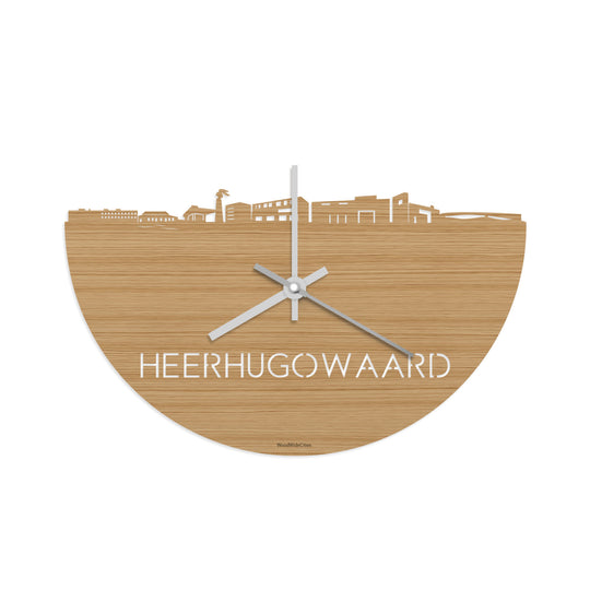 Skyline Klok Heerhugowaard Bamboe houten cadeau decoratie relatiegeschenk van WoodWideCities