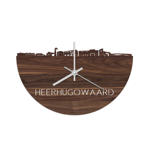 Skyline Klok Heerhugowaard Noten houten cadeau decoratie relatiegeschenk van WoodWideCities