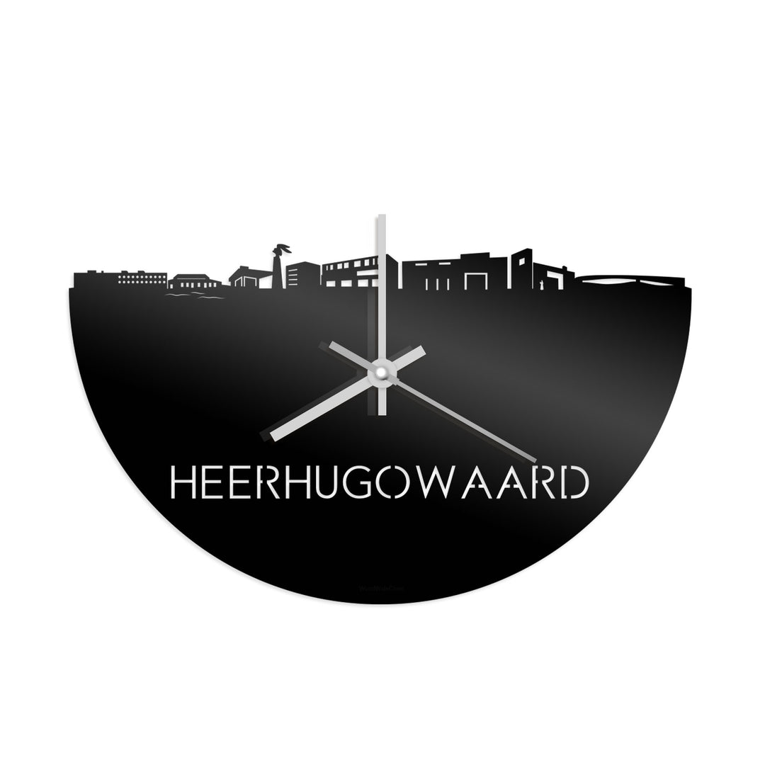Skyline Klok Heerhugowaard Zwart glanzend gerecycled kunststof cadeau decoratie relatiegeschenk van WoodWideCities