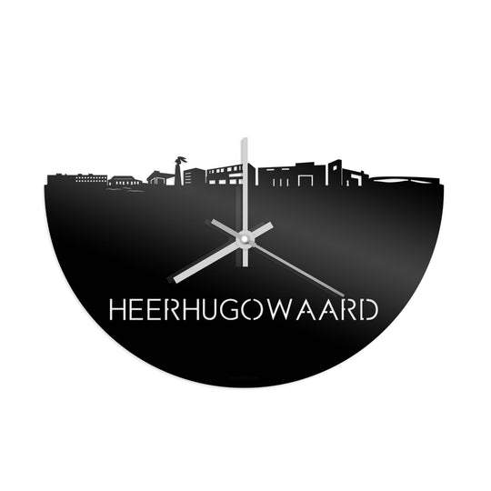 Skyline Klok Heerhugowaard Zwart glanzend gerecycled kunststof cadeau decoratie relatiegeschenk van WoodWideCities