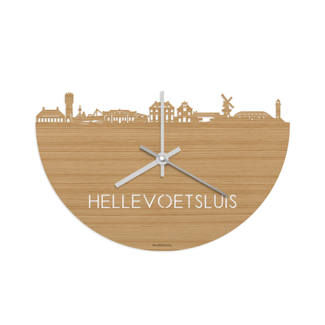 Skyline Klok Hellevoetsluis Bamboe houten cadeau decoratie relatiegeschenk van WoodWideCities