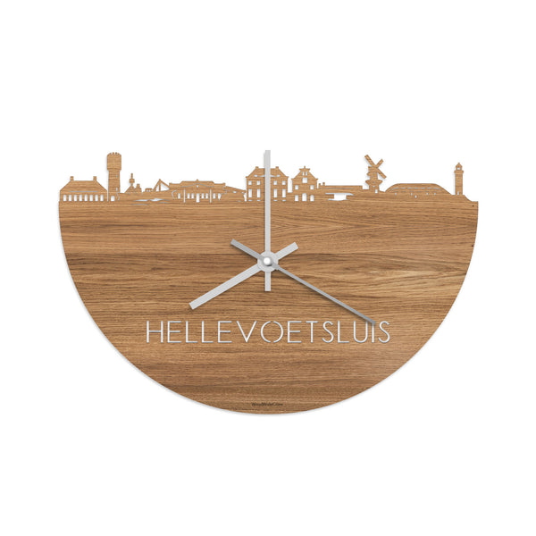 Skyline Klok Hellevoetsluis Eiken houten cadeau decoratie relatiegeschenk van WoodWideCities