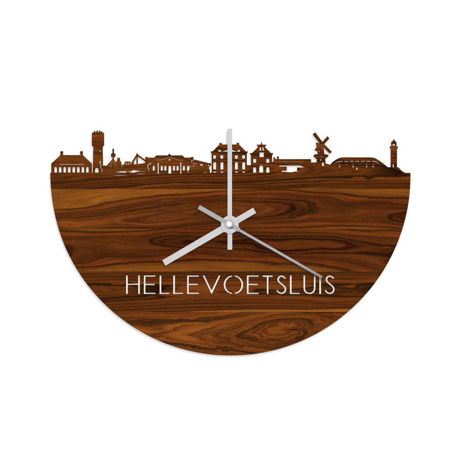 Skyline Klok Hellevoetsluis Palissander houten cadeau decoratie relatiegeschenk van WoodWideCities
