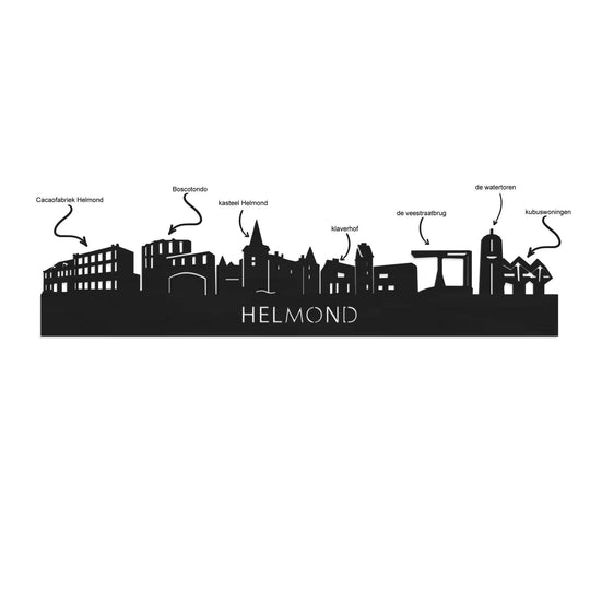 Skyline Klok Helmond Noten houten cadeau wanddecoratie relatiegeschenk van WoodWideCities