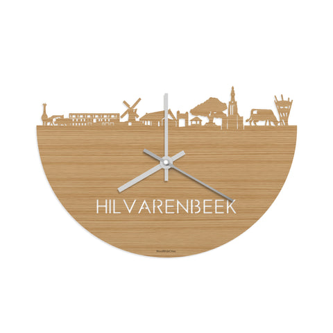 Skyline Klok Hilvarenbeek Bamboe houten cadeau decoratie relatiegeschenk van WoodWideCities