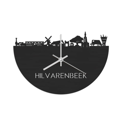 Skyline Klok Hilvarenbeek Black Zwart houten cadeau decoratie relatiegeschenk van WoodWideCities