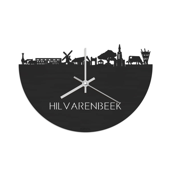 Skyline Klok Hilvarenbeek Black Zwart houten cadeau decoratie relatiegeschenk van WoodWideCities