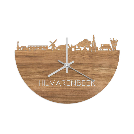 Skyline Klok Hilvarenbeek Eiken houten cadeau decoratie relatiegeschenk van WoodWideCities