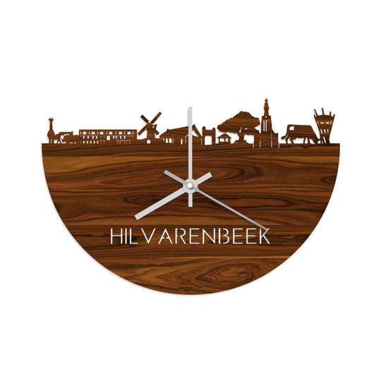 Skyline Klok Hilvarenbeek Palissander houten cadeau decoratie relatiegeschenk van WoodWideCities