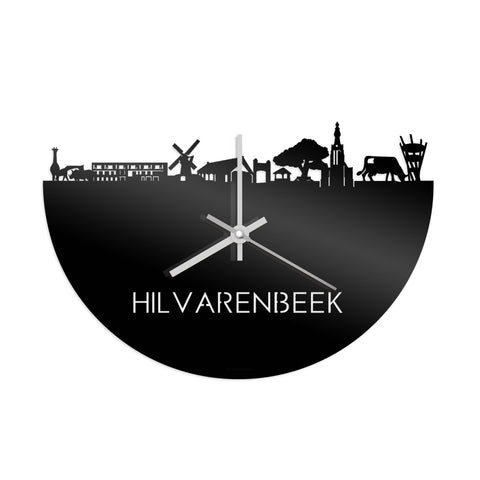 Skyline Klok Hilvarenbeek Zwart glanzend gerecycled kunststof cadeau decoratie relatiegeschenk van WoodWideCities