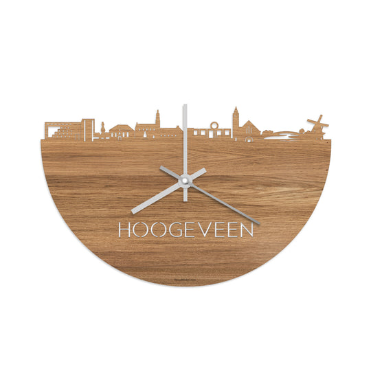 Skyline Klok Hoogeveen  Eiken houten cadeau decoratie relatiegeschenk van WoodWideCities