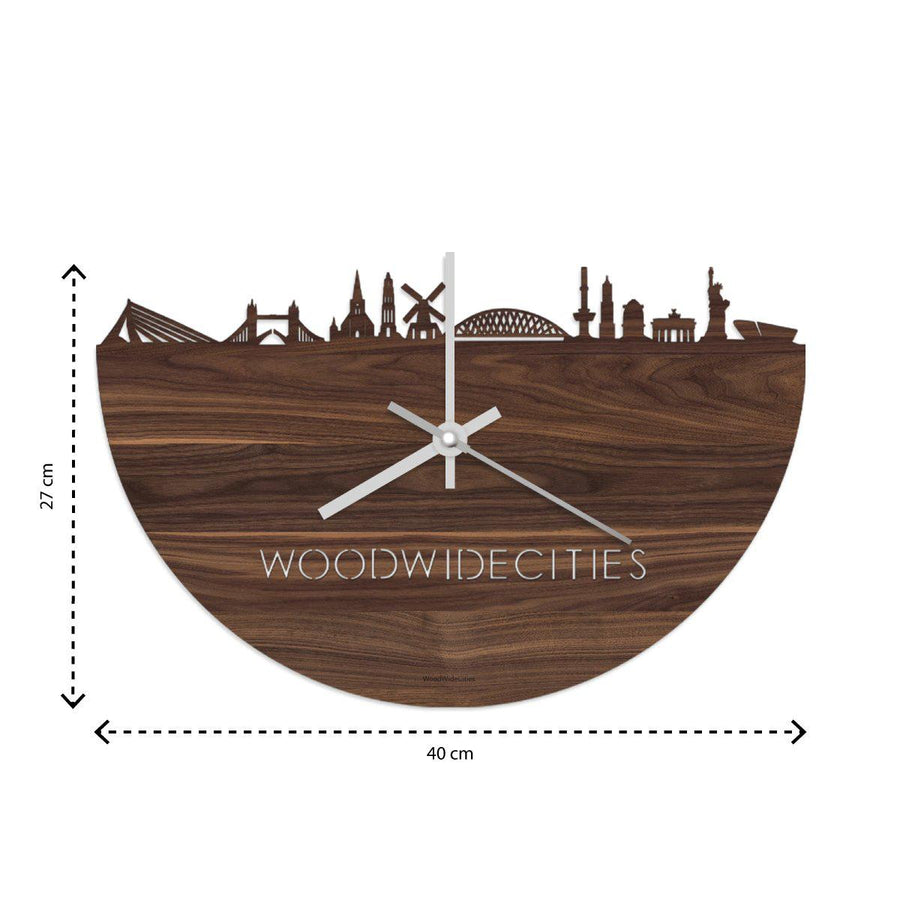 Skyline Klok Hoogeveen  Noten houten cadeau decoratie relatiegeschenk van WoodWideCities