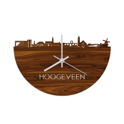 Skyline Klok Hoogeveen  Palissander houten cadeau decoratie relatiegeschenk van WoodWideCities