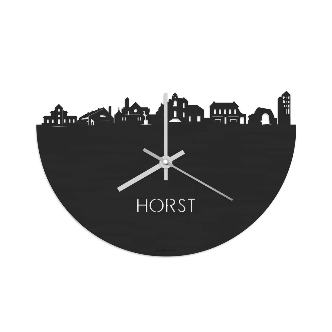 Skyline Klok Horst Black Zwart houten cadeau decoratie relatiegeschenk van WoodWideCities