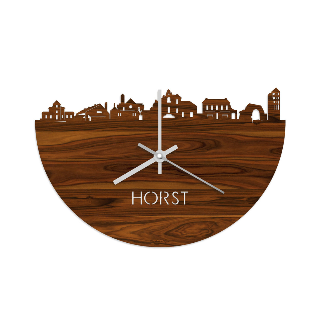 Skyline Klok Horst Palissander houten cadeau decoratie relatiegeschenk van WoodWideCities