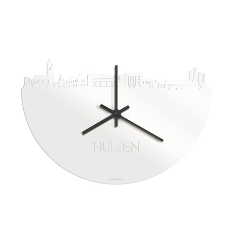 Skyline Klok Huizen Wit glanzend gerecycled kunststof cadeau decoratie relatiegeschenk van WoodWideCities