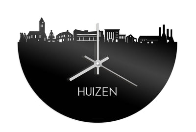 Skyline Klok Huizen Zwart Glanzend