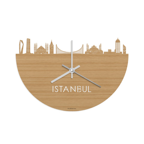 Skyline Klok Istanbul Bamboe houten cadeau decoratie relatiegeschenk van WoodWideCities
