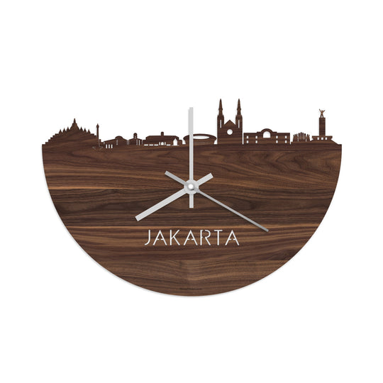 Skyline Klok Jakarta Noten houten cadeau decoratie relatiegeschenk van WoodWideCities