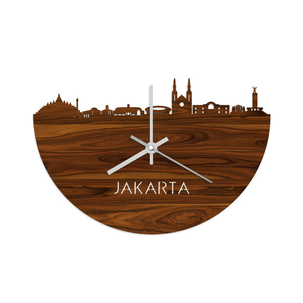 Skyline Klok Jakarta Palissander houten cadeau decoratie relatiegeschenk van WoodWideCities