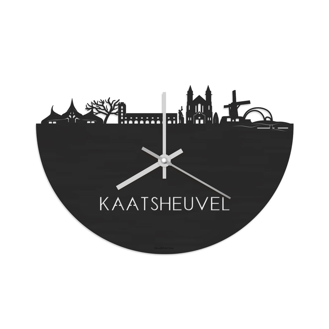 Skyline Klok Kaatsheuvel Black Zwart houten cadeau decoratie relatiegeschenk van WoodWideCities