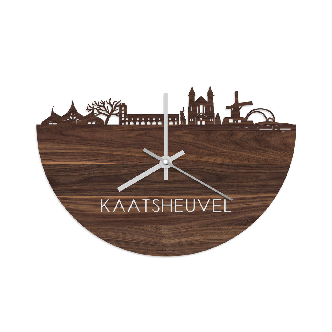 Skyline Klok Kaatsheuvel Noten houten cadeau decoratie relatiegeschenk van WoodWideCities