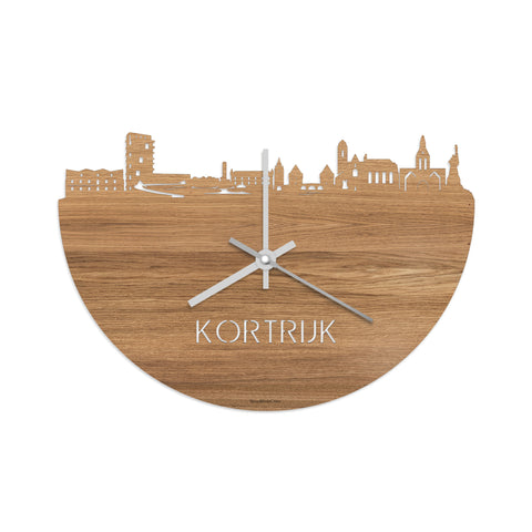 Skyline Klok Kortrijk Eiken houten cadeau decoratie relatiegeschenk van WoodWideCities