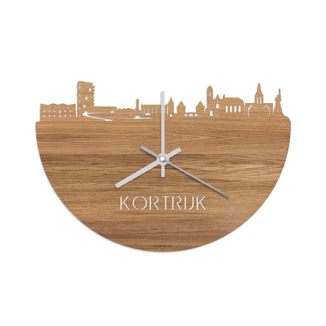 Skyline Klok Kortrijk Eiken houten cadeau decoratie relatiegeschenk van WoodWideCities