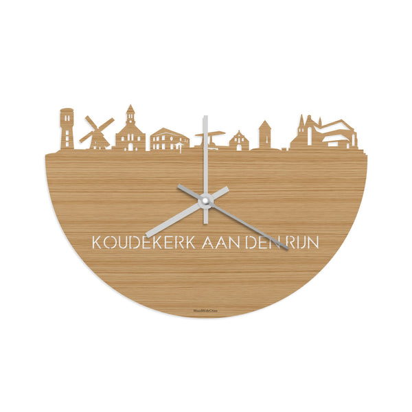 Skyline Klok Koudekerk-Aan-Den-Rijn Bamboe houten cadeau decoratie relatiegeschenk van WoodWideCities