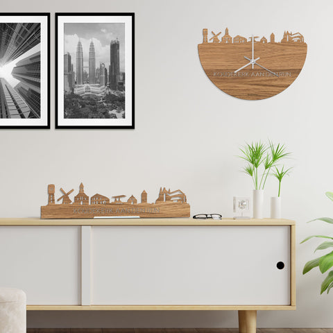 Skyline Klok Koudekerk-Aan-Den-Rijn Eiken houten cadeau decoratie relatiegeschenk van WoodWideCities