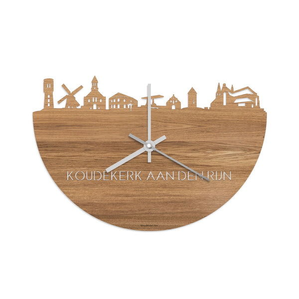 Skyline Klok Koudekerk-Aan-Den-Rijn Eiken houten cadeau decoratie relatiegeschenk van WoodWideCities