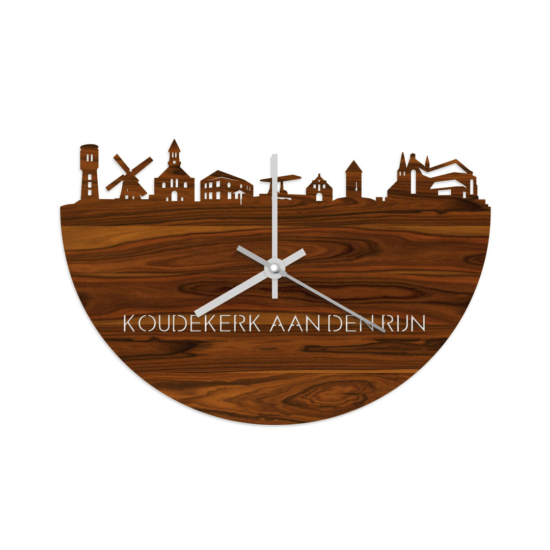 Skyline Klok Koudekerk-Aan-Den-Rijn Palissander houten cadeau decoratie relatiegeschenk van WoodWideCities