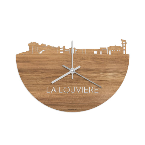 Skyline Klok La Louvière Eiken houten cadeau decoratie relatiegeschenk van WoodWideCities