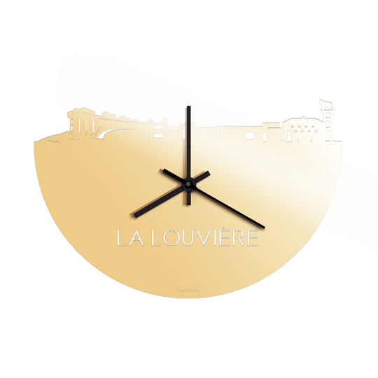 Skyline Klok La Louvière Metallic Goud gerecycled kunststof cadeau decoratie relatiegeschenk van WoodWideCities