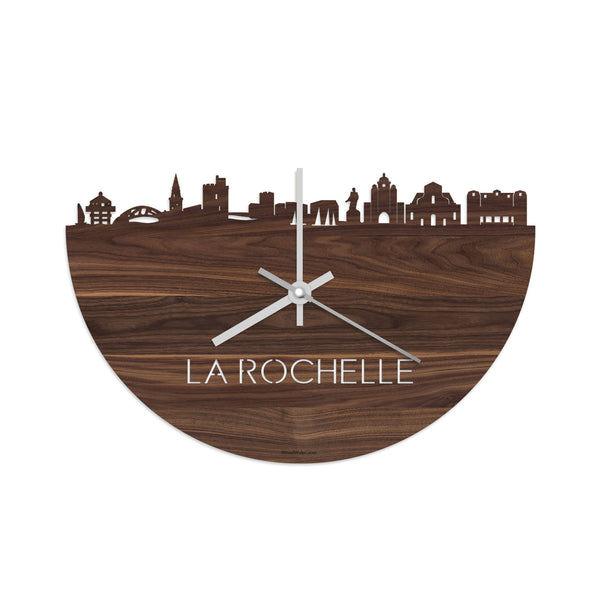 Skyline Klok La Rochelle Noten houten cadeau decoratie relatiegeschenk van WoodWideCities