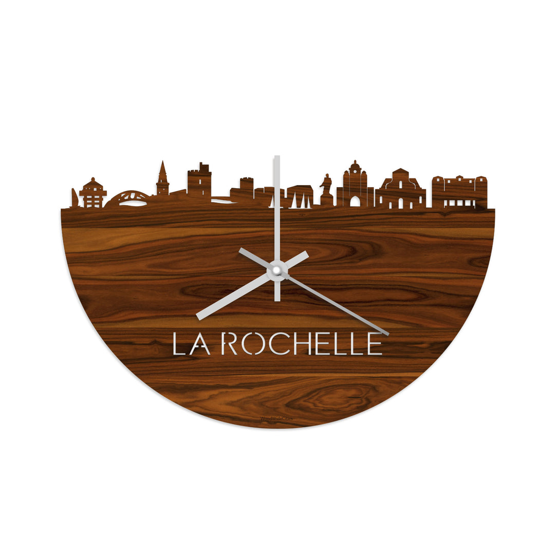 Skyline Klok La Rochelle Palissander houten cadeau decoratie relatiegeschenk van WoodWideCities