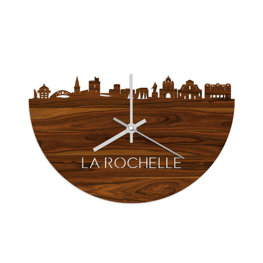 Skyline Klok La Rochelle Palissander houten cadeau decoratie relatiegeschenk van WoodWideCities