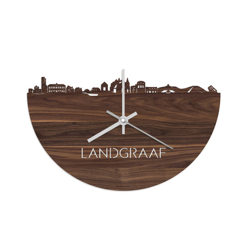 Skyline Klok Landgraaf Noten houten cadeau wanddecoratie relatiegeschenk van WoodWideCities